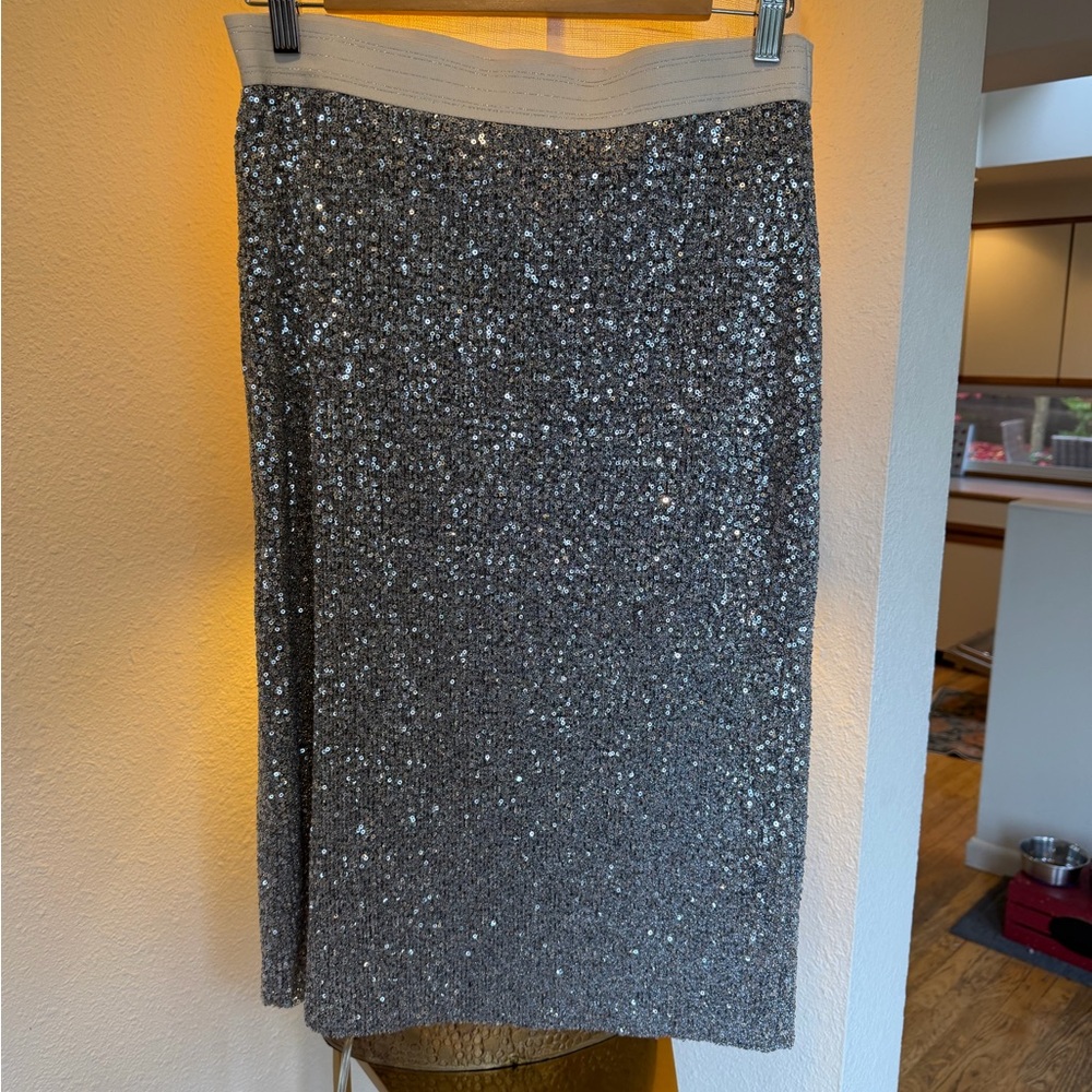 Zara Silver Sequin Pencil Skirt